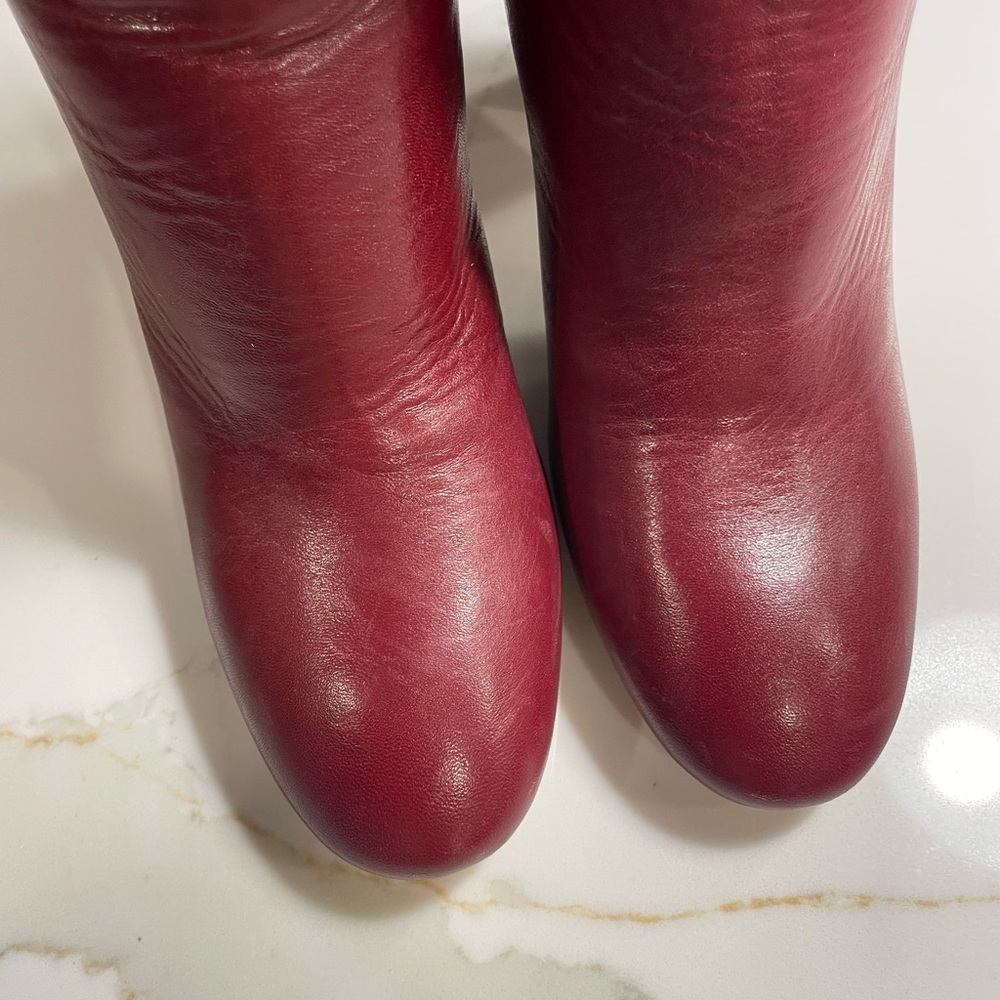 Zara burgundy leather boots - Picture 4 of 12